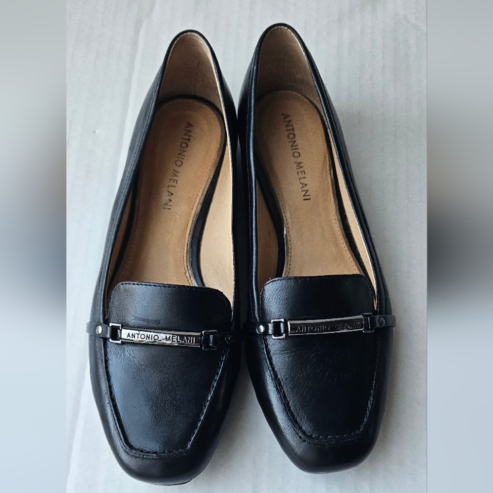 Antonio Melani Black Leather Loafers